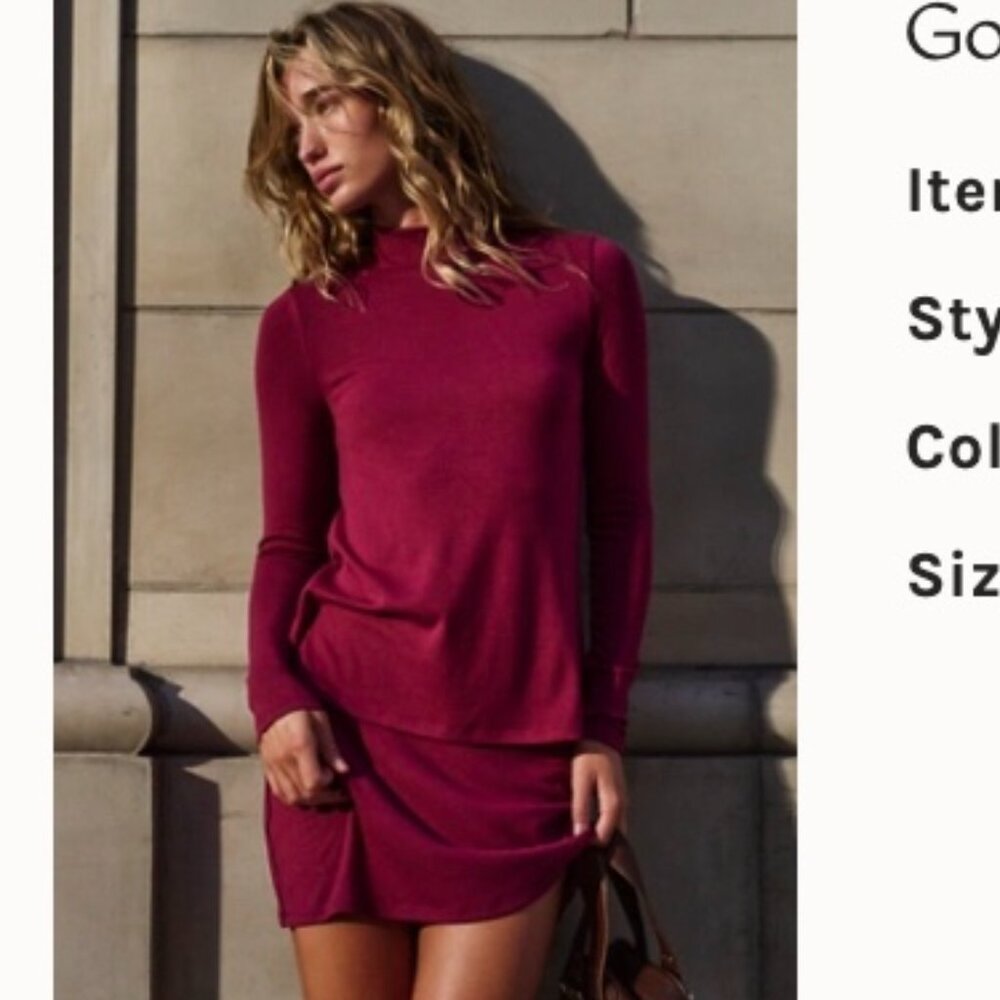 Free People Good Feels Turtleneck and Skirt Set in Plum